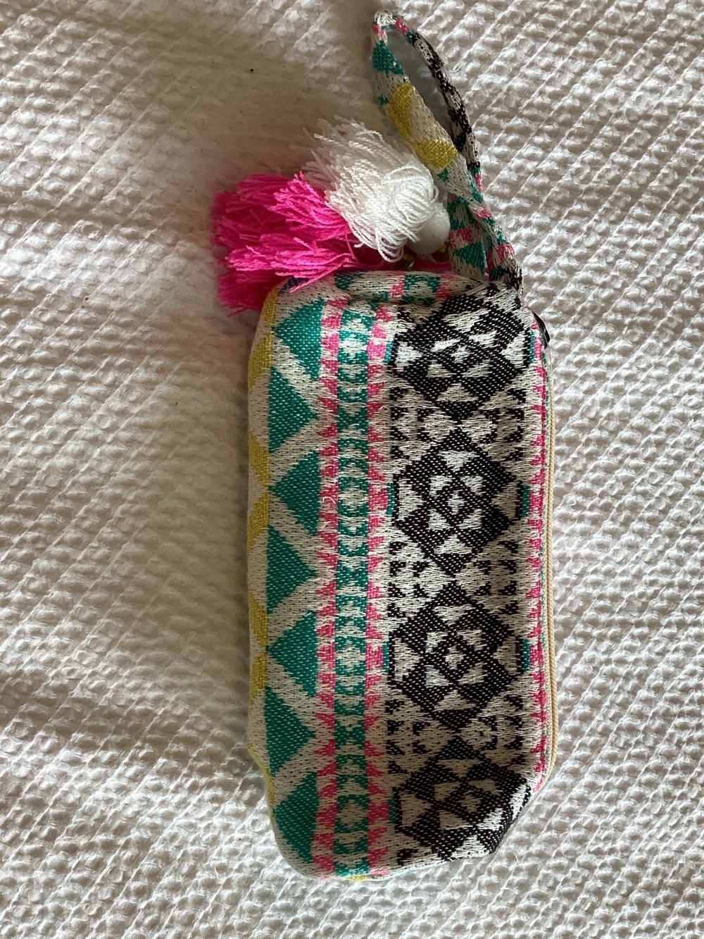lovestitch Teal Pink Black Patterned Wristlet Cosmetic‎ Pouch